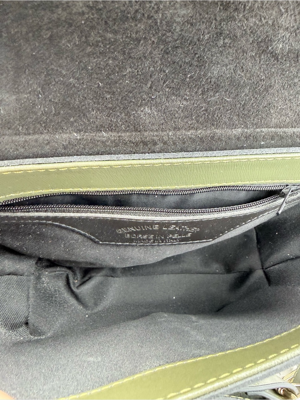 Borse in Pelle Genuine Leather Saddle‎ Crossbody Bag Olive Green Made in Italy - Picture 8 of 9
